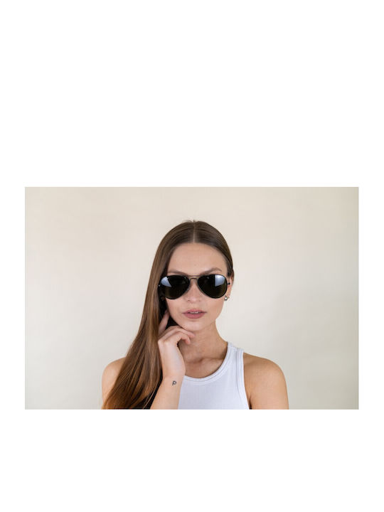 Ray Ban Aviator Unisex Sunglasses with Black Metal Frame and Green Lens RB3025 L2823