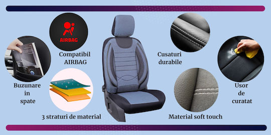 Smartic Set Spătare Auto 11buc Piele Gri