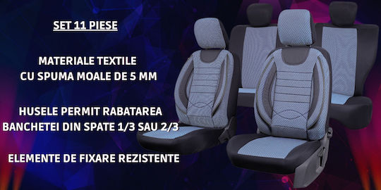 Smartic Set Spătare Auto 11buc Piele Gri