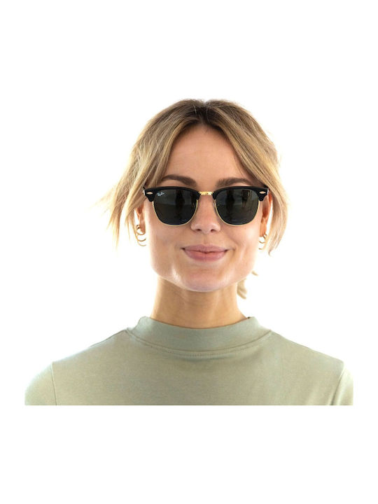 Ray Ban Clubmaster Unisex Sunglasses with Black Plastic Frame and Green Lens RB3016 W0365