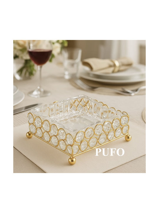 Modern Square 2 In 1 Ashtray Pufo Elegant Glass Metal Elegant Combination Indoor Outdoor Terrace Office