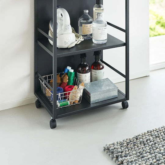 Yamazaki Wooden Kitchen Trolley 3 Tiers Black 42x32.1x84cm