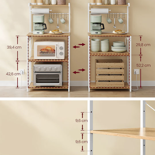 Vasagle Küchengestell Metall Beige 4 Steckplätze 60x40x140cm