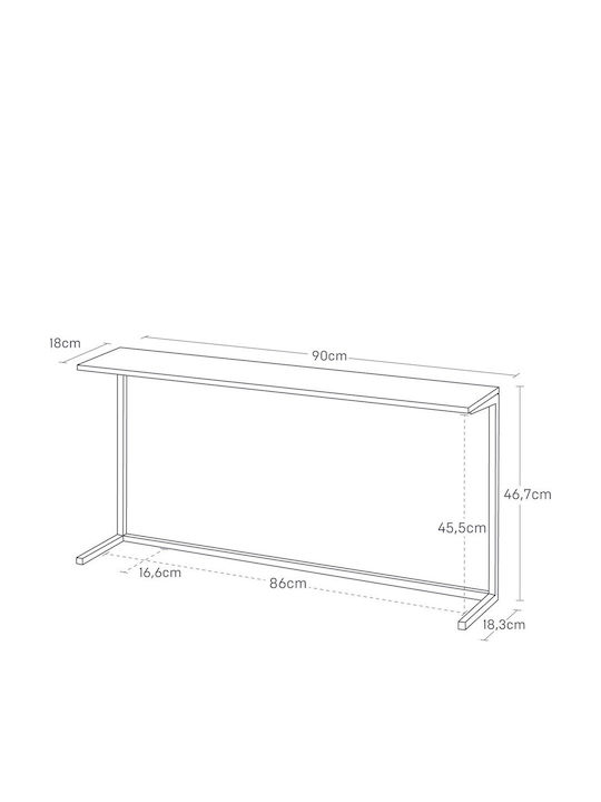 Yamazaki Επιτραπέζια Βάση Ξύλινη 90x22x46.7εκ. Λευκή