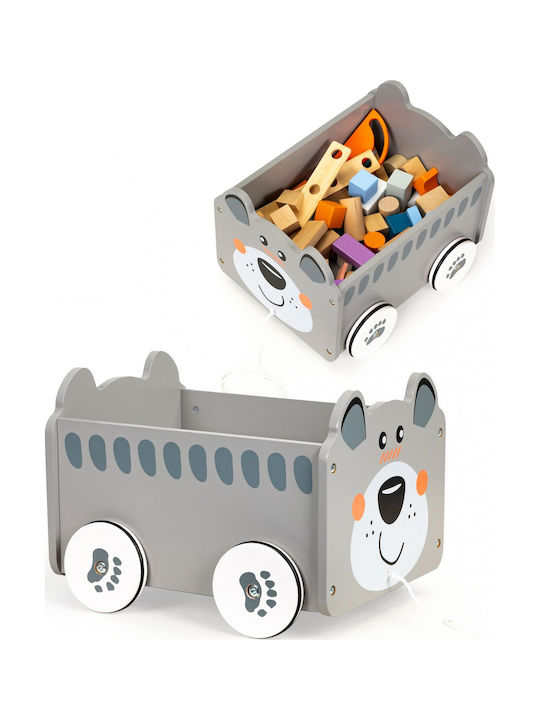 Smartic Cutie de Depozitare Jucării pentru Copii din Lemn Gri 30x22x22cm 1buc