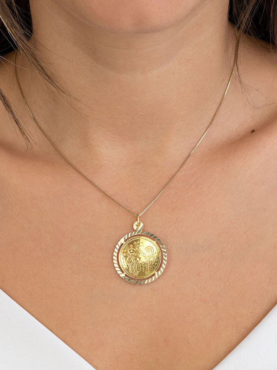 Kiriakos Gofas Pendant Kids Talisman with Chain Konstantinato made of Gold 14K KN576