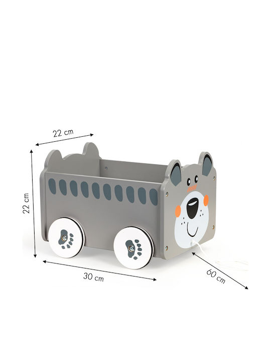 Smartic Cutie de Depozitare Jucării pentru Copii din Lemn Gri 30x22x22cm 1buc
