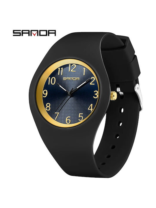 Sanda Αναλογικό Παιδικό Ρολόι 32mm Μαύρο με Λουράκι Σιλικόνης