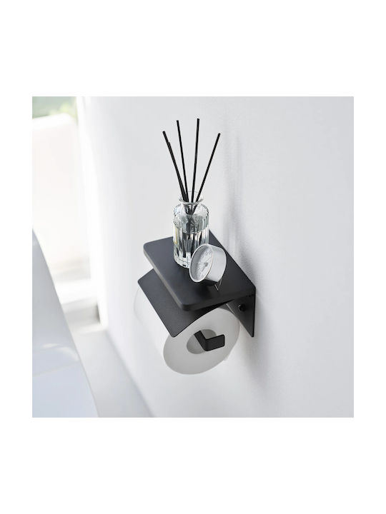 Yamazaki Wall Mounted Toilet Paper Holder Tower Black