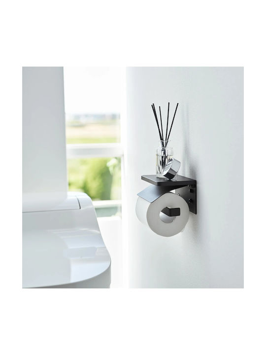 Yamazaki Wall Mounted Toilet Paper Holder Tower Black