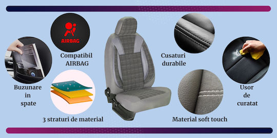 Smartic Car Seat Back Set 11pcs Gray