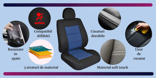 Smartic Set Spătare Auto 11buc Albastru / Negru