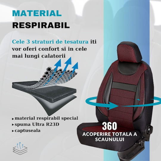 Smartic Σετ Πλατοκαθίσματα Αυτοκινήτου 11τμχ Κόκκινα