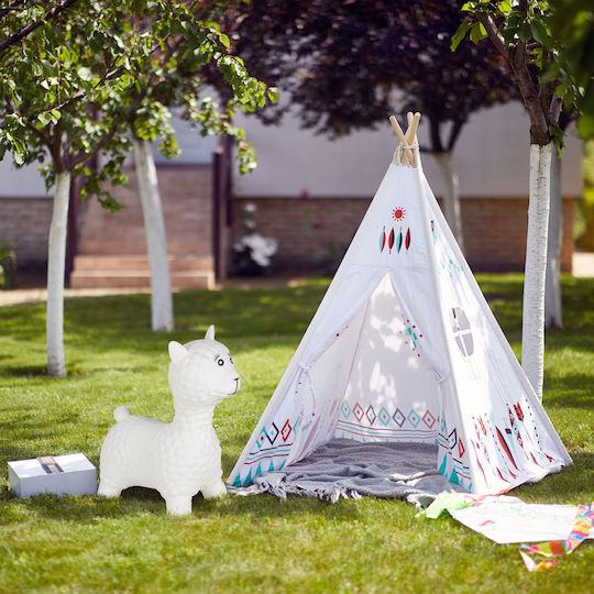 Relaxdays Hüpfer Lama Weißes 21cm