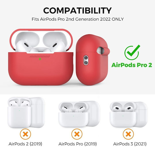 AHAstyle Case Silicone in Red color for Apple AirPods Pro 2