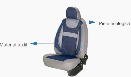 Universal Car Seat Covers Dynamic Edition Textile Material Eco Leather Inserts 11 Pieces Smartic Blue