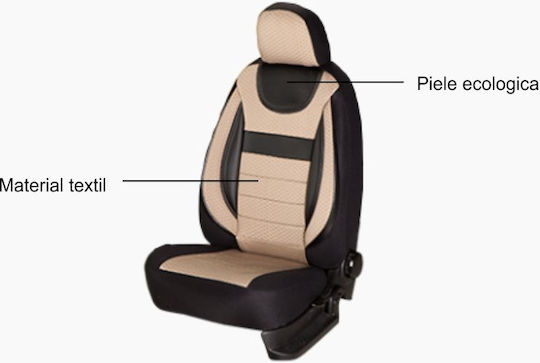 Universal Car Seat Covers Dynamic Edition Textile Material Eco Leather Inserts 11 Pieces Smartic Beige