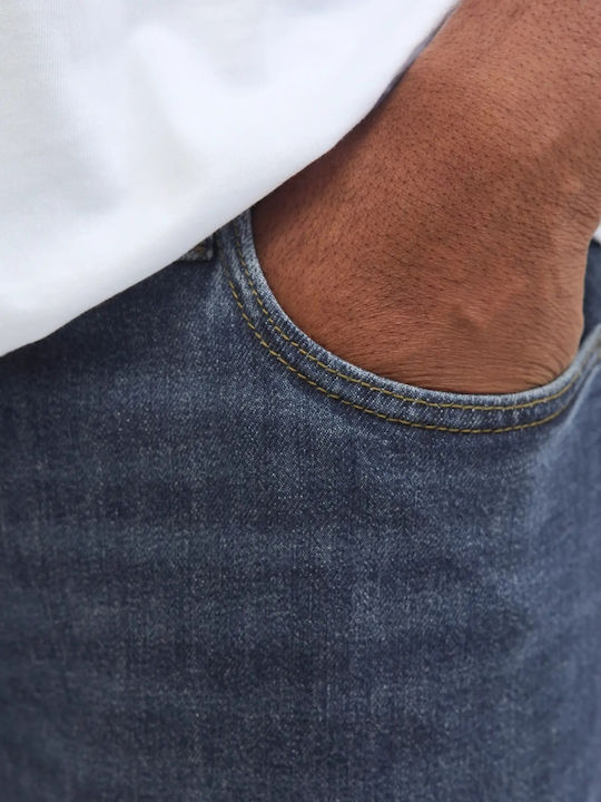 Men's Jeans Pants Elastic Dark Blue