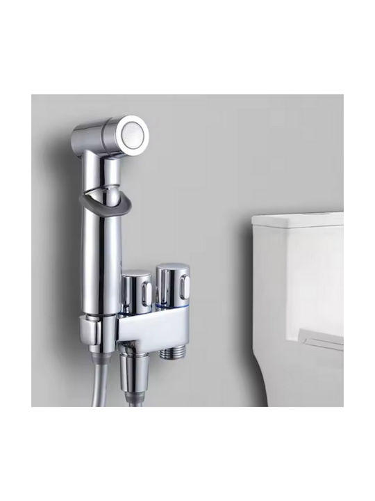 Comutator Dublu Unghiular Pentru Bideu Montat Pe Perete Suport 1 2"x1 2" Inox