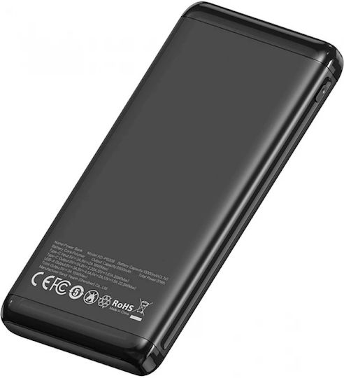 XO PB308 Power Bank 10000mAh 22.5W με Θύρα USB-A και Θύρα USB-C Quick Charge 3.0 Μαύρο