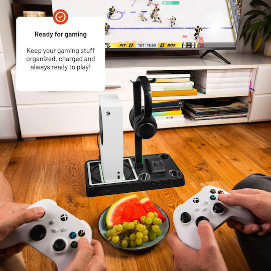 Fixed Console & Controller Stand for 2 Xbox Series X/S Controllers Black