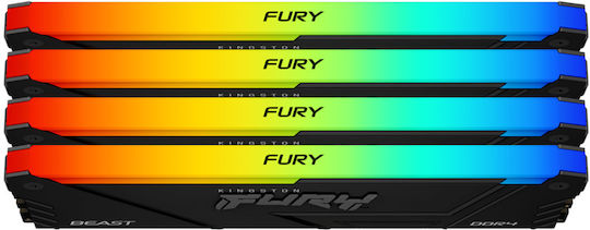Kingston Fury Beast 128GB DDR4 RAM cu 4 module (4x32GB) și Viteză 3600 pentru Desktop