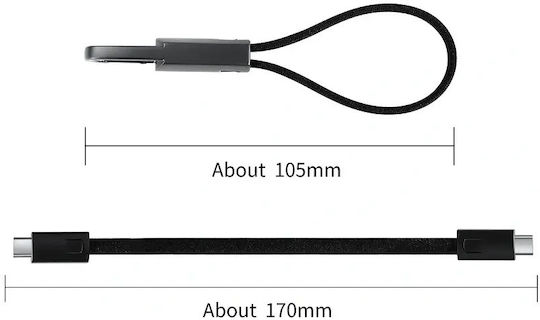 Tech-Protect Ultraboost DNA Keychain USB 2.0 Cable USB-C Male - USB-C 60W PD Gray 0.17m