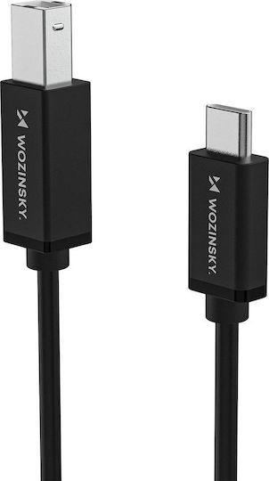 Wozinsky Regular USB 2.0 Cablu USB-C bărbătesc - USB-B Negru 2m