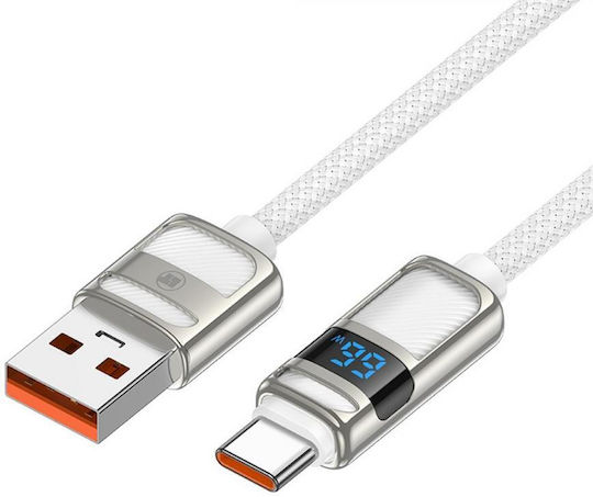 Lamtech Braided USB 2.0 Cable USB-C male - USB-A 66W Λευκό 1.2m LAM980671