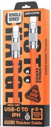 WK WDC-188 USB 2.0 Cable USB-C Male - USB-C 100W PD Orange 1m