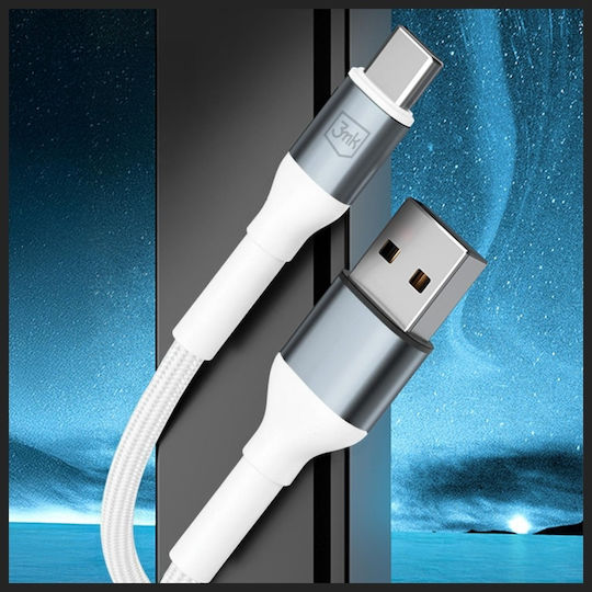 3MK USB 2.0 Cable USB-C male - USB-A 18W Λευκό 1m