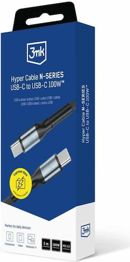 3MK USB 2.0 Cable USB-C Male - USB-C 100W PD Black 2m