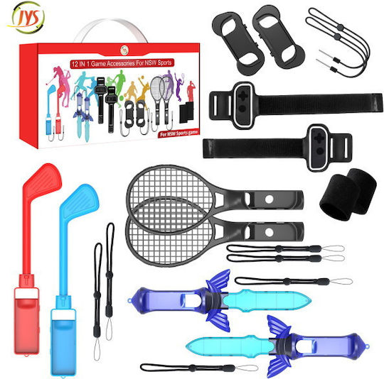 Jys Set 12x Sport Accessories Kit for Switch / Switch OLED in Black color