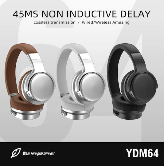 YDM64 Ασύρματα Bluetooth On Ear Ακουστικά Καφέ