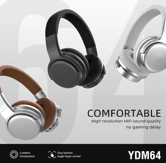 YDM64 Ασύρματα Bluetooth On Ear Ακουστικά Καφέ