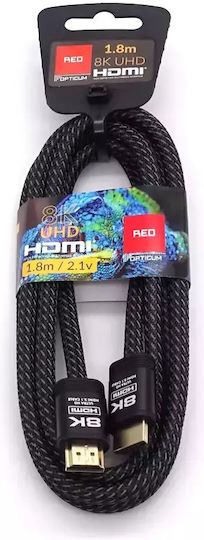 Opticum HDMI 2.1 Ultra High Speed 48Gbps 4K 120Hz HDR VRR Cable HDMI male - HDMI male 1.8m Κόκκινο