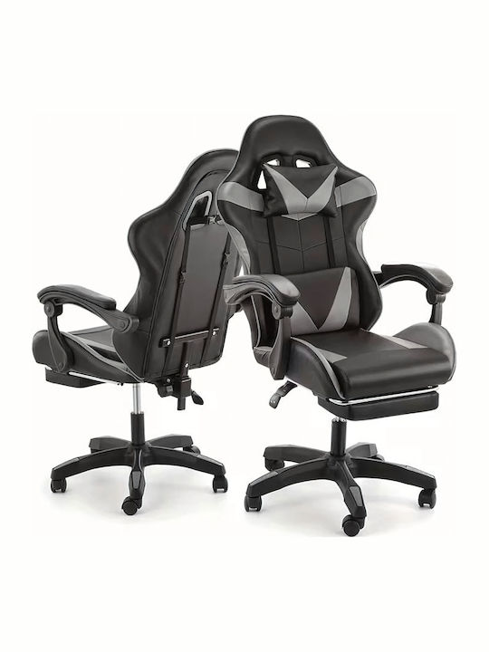 RC-K-1970 Καρέκλα Gaming Δερματίνης με Υποπόδιο Γκρι