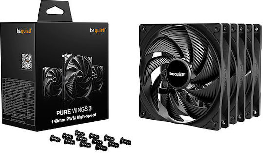 Be Quiet Pure Wings 3 HS Case Fan 140mm (1800rpm / 72.2cfm) Without LED Lighting 3pcs