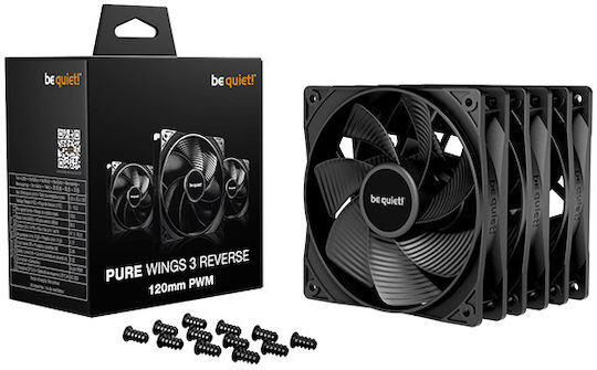 Be Quiet Pure Wings 3 Reverse Blade Case Fan 120mm (1500rpm / 47.1cfm) Without LED Lighting 3pcs