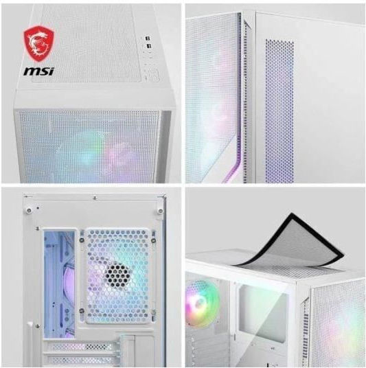 MSI Mag Forge 320R Airflow Gaming Midi-Turm Computergehäuse mit Seitenfenster Weiß