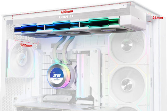 Lian Li Hydroshift II LCD-C 360TL Охлаждане AIO CPU с 3 вентилатора 120mm и RGB осветление бяла