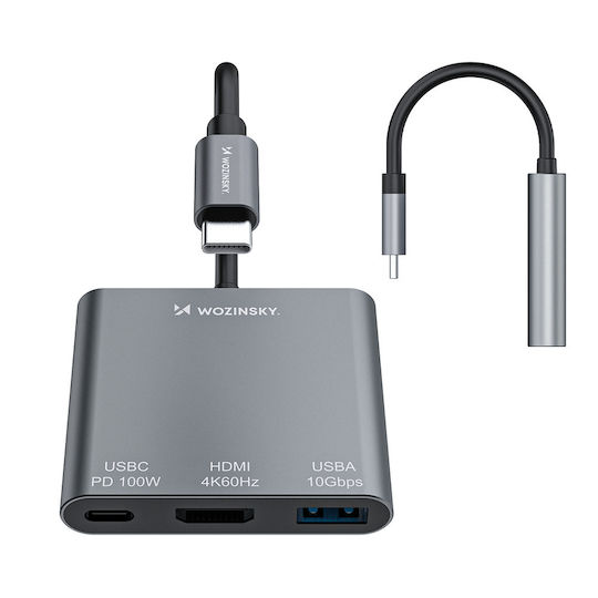 Wozinsky WHCH-01 USB-C Docking Station mit HDMI 4K PD Gray