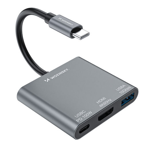 Wozinsky WHCH-01 USB-C Docking Station mit HDMI 4K PD Gray