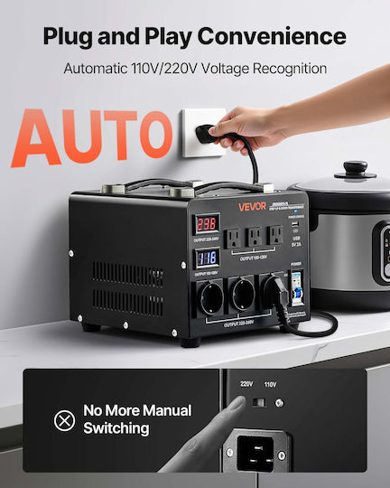 Vevor SXDYZHQZD110T6EC7001V2 Transformator de la 220V la 110V 3000VA