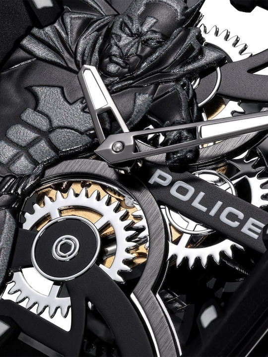 Police Batman Ανδρικό Ρολόι 44.5mm Μπαταρίας με Μαύρο Μεταλλικό Μπρασελέ