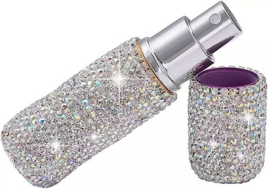 Nachfüllbare Parfümflasche Zola 10 Ml Metallisch 10,5 X 2,7 Cm Silber Kristalle Make-up Zubehör