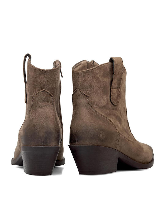 Suede Women's Ankle Boots Brown