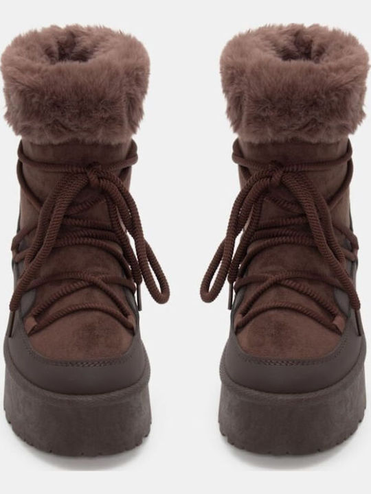 Stiefeletten Damen mit Pelz Braun