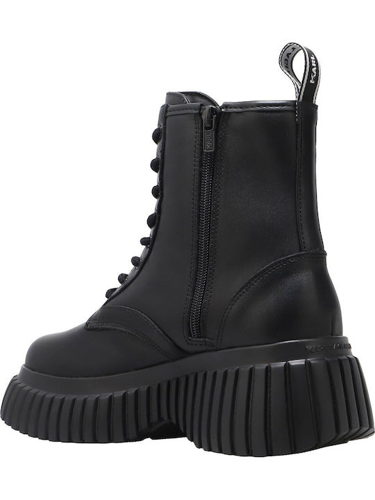 Leder Stiefeletten Damen Schwarz