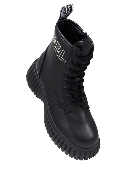 Leder Stiefeletten Damen Schwarz